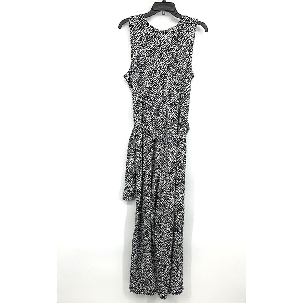 NY Collection Jumpsuit Black Printed Sleeveless V Neck NWT - Picture 9 of 13